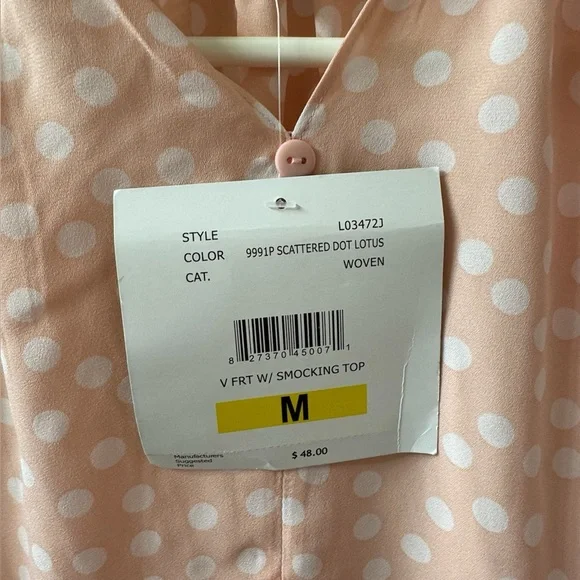 NWT Pink Polka Dot Blouse - Picture 4 of 4